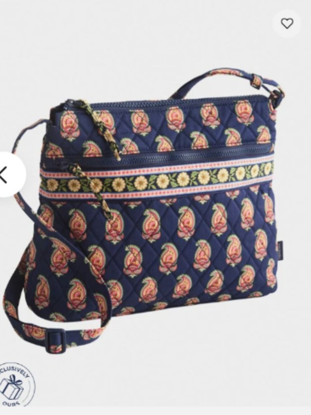 Vera Bradley Paper Store Exclusive Original Zip Hipster Flowering Paisley navy